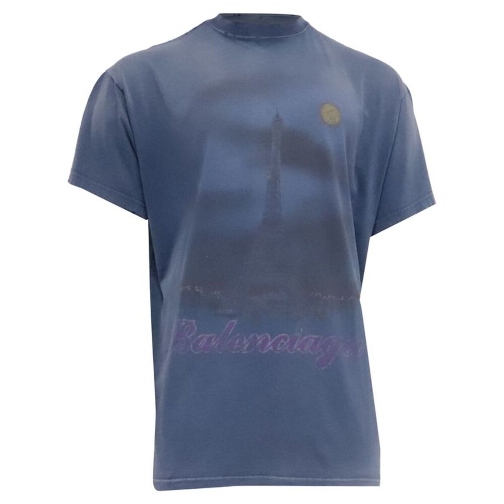 Balenciaga Paris Moon T-Shirt in Blue Cotton
